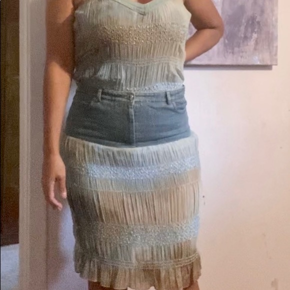 Denim sequence skirt set - Picture 3 of 16